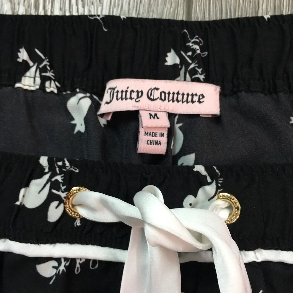 juicy couture black white shorts bird ribbon string ruffle Women Medium - Picture 3 of 8